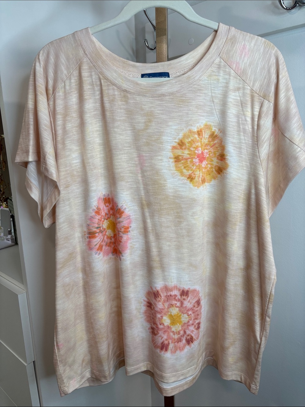 Democracy Peach Floral Short Sleeve Tee
